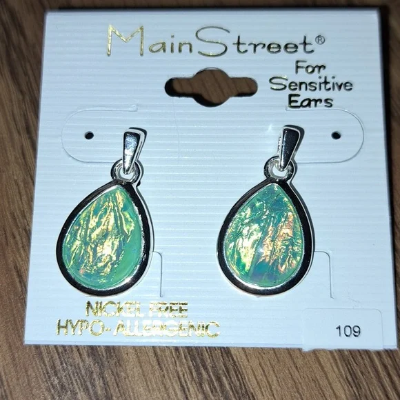 Main Street Green Teardrop Earrings/ BUNDLE ONLY - Picture 2 of 4